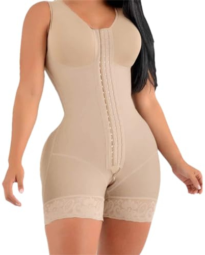 Adhdyuud Fajas moldeadoras de cuerpo completo para mujer, postoperatorio, ropa quirúrgica posparto, faja moldeadora con control de abdomen, beige, L