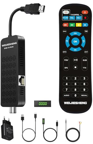 Decodificador TDT HD 2025-tdt HD TV,Decodificador DVB-T2, HD 1080P H265 HEVC Principal 10 bit, Soporta-USB-WiFi/DLNA/PVR/Multimedia [ Mando a Distancia 2 en 1 con Control de TV ]
