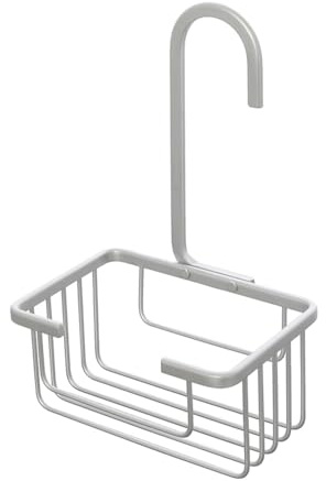 Inbagno Mensola Doccia Porta Oggetti Rettangolare In Acciaio Argento A 1 Ripiano Con Gancio, L 18 x P 12 x H 9 Cm, Installabile Su Box Doccia E Cabine Doccia