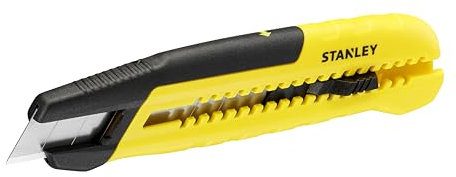 Stanley Slide Snap-Off Knife with Blade Breaker 18mm, Integrated Break-Off Mechanism Allows You to Safely Break Off Blunt Blade Segments, Saving time and ensuring Work Safety.