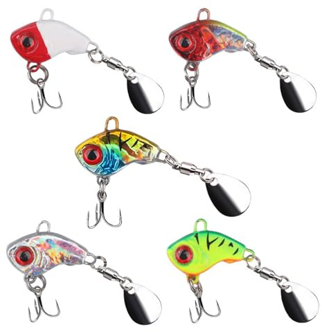 Bangbobi Catchers Set di Esche da Pesca: 5 Esche Artificiali da 20 g, ami tripli e cucchiaini per Lucci, persici, lucioperca, siluri