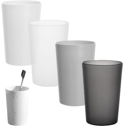 Quivorant Toothbrush Cup 4Pack Bathroom Tumbler, Unbreakable Smooth Mouth Toothbrush Tumbler, Stackable Counter Cups for Travel Camping Bathroom Tidy Bathroom, Set of 4 Colors Travel Mugs(Size:4pack)