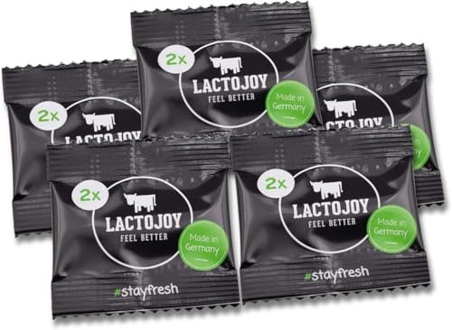 LactoJoy Laktasepillen 14.500 FCC I Probe-Paket mit 5 Beuteln à 2 Stück I Leistungsstarke Laktase-Enzyme bei Laktoseintoleranz I für eine verbesserte Verdauung I Ohne Siliciumdioxid