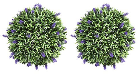 BESTonZON Künstlicher Buchsbaum Pflanzen Kugel 20 cm Lavendel Buchsbaumkugel Falsche Pflanzen Hängend Einkaufszentrum Zuhause Cafe Hochzeit Garten Party Dekoration 2 Stück