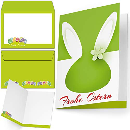 BREITENWERK Osterkarten mit Umschlag (15er Set) HASENOHREN - edle & moderne Klappkarten - ideal privat und geschäftlich - Frohe Ostern Karten
