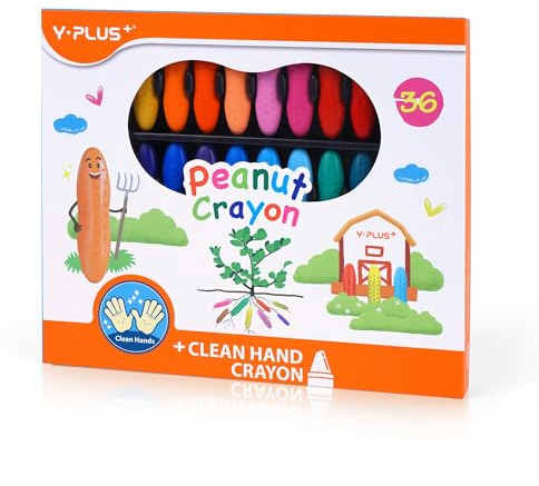 YPLUS Erdnussmalstifte für Kleinkinder, 36 Farben, ungiftige Wachsmalstifte, leicht zu halten, waschbar, sichere Kleinkindmalstifte für Kinder, Malzubehör