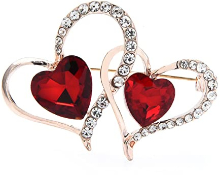 STANG Broches de corazón de Amor con Diamantes de imitación Rojos para Mujeres y Hombres, Broche Informal de Fiesta de San Valentín clásico, Regalos