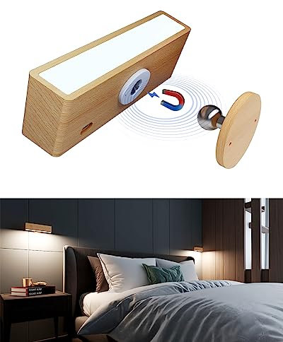 DetarZinLED Applique da Parete Interno,Lampada da Comodino a Batteria,Lampada da Lettura Ricaricabile,Applique Senza Fili Touch,Rotazione a 360°,Moderno Luci LED a muro per Soggiorno,Corridoio