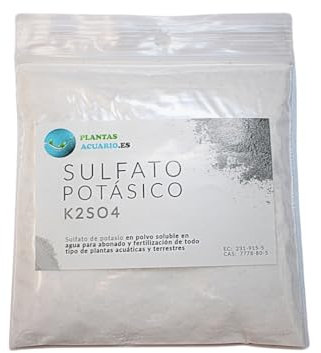 Sulfato de Potasio 100g, Abono Sulfato Potasico Fertilizante hidrosoluble para Plantas de Jardín y Acuario (K2SO4)