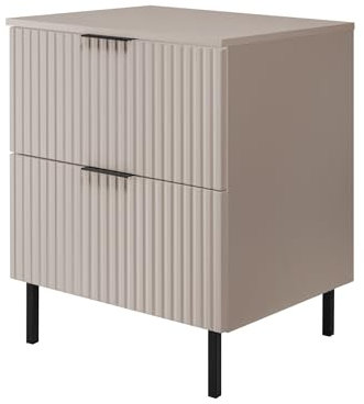 3E 3xE living.com Badezimmerschrank, Kaschmir + schwarzer Griff, 60 x 77 x 46 cm