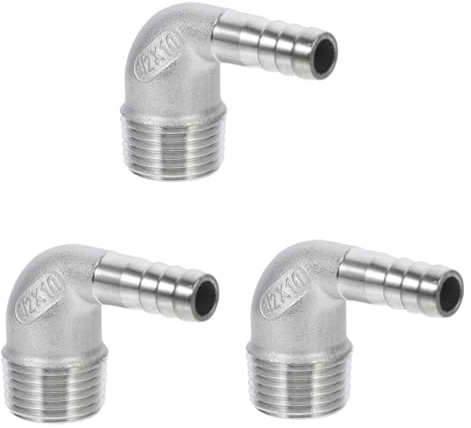 HANABASS 3 Piezas Conector de Manguera de Agua Inoxidable de Adaptador de Ángulo Recto para Mangueras Conector Rápido Durable y Ligero para y Doméstico
