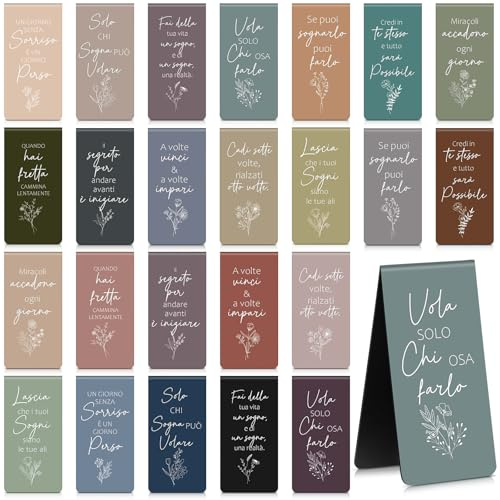 Tenare 24 Pezzi Segnalibri Magnetici con Frasi Motivazionali Italiano Segnalibri Motivazionali Regalo Compleanno Natale Laurea per Studenti Amici Maestro Colleghe Chi Ama Leggere Marcatori di Pagina