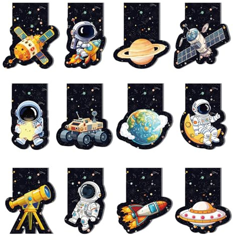 Thboxes 12 Marcapáginas Magnéticos Para Niños Espacio Espacial Regalo Para Calendario De Adviento Cumpleaños Infantil Navidad