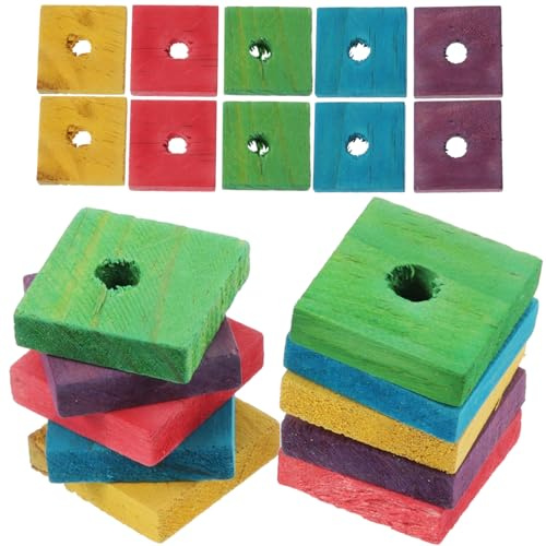 JOINPAYA 50 Pieces DIY Parrot Wood Chip Bite for Birds Safe Material Chewing for Cockatiels Parakeets and Small Parrots Mixed Color Interactive Skill Development Playground