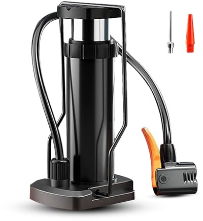 AetherPeak Pompa a pavimento per bicicletta, per gonfiaggio rapido, ideale per mountain bike, pneumatici, palloni sportivi e molto altro ancora. Adatto a Presta e Schrader (barra orizzontale)