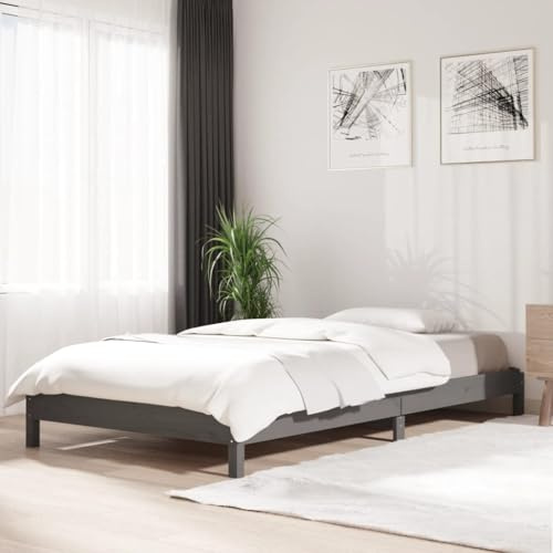 Genérico Cama apilable de Madera Pino Maciza Gris 75x190 cm, Camas y somieres Gris,820409