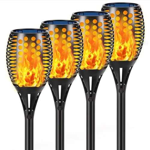 Aityvert Solar Torch Lights, 43 Flickering Flames Outdoor Waterproof Landscape Decoration, Dusk to Dawn Auto On/Off Security for Yard Garden Pathway Driveway 4-Pack