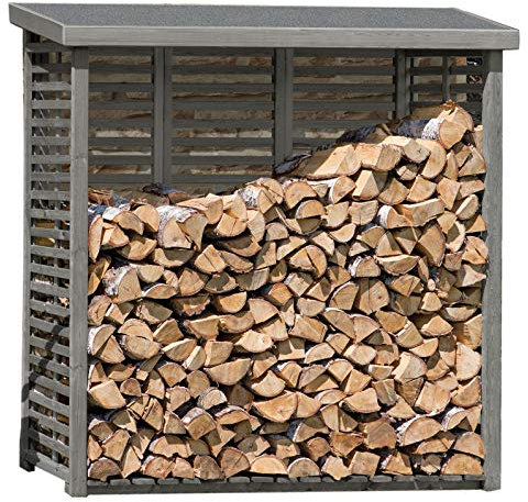 Gartenpirat Holzunterstand für Kaminholz aussen mit Rückwand – Kaminholzregal für 2 m³ Holz – 208 x 200 x 75 cm