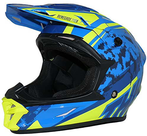 protectWEAR casco cruzado casco de enduro modelo azul amarillo R710X-S