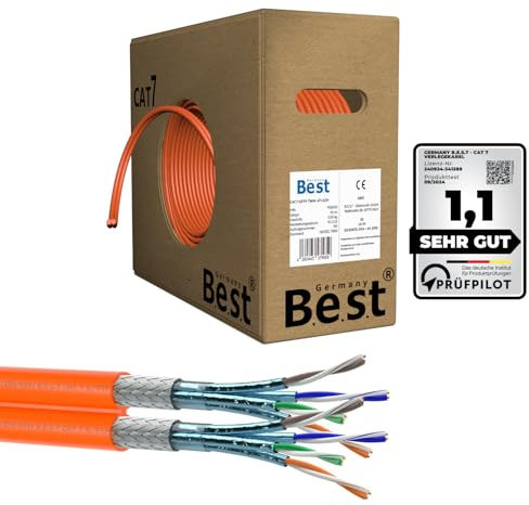 CAT 7 50M Duplex Netzwerkkabel Verlegekabel Kupfer LAN Kabel Ethernetkabel S/FTP 10 Gbit/s Kat 7 reines Kupfer Datenkabel PoE+ LSZH Datenkabel