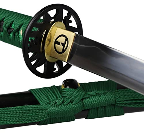 Toshiro Swords Katana Samuraischwert Take Midori 1095 Stahl Niku Klinge mit Lehmhärtung