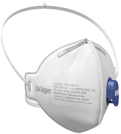 Dräger X-plore 1750 V Disposable Respirator Mask with Breathing Valve | 15 Pack | NIOSH-Approved Particulate Face Mask for Grinding, Sanding, Sawing, Sweeping, Woodworking, Dust