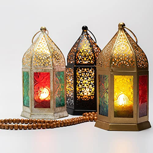 MARRAKESCH 3er Set Orientalische Laterne Teja 16cm Windlichter Laternen für draußen als Balkon deko oder innen als Fensterbank Dekoration