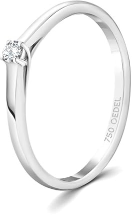 EDELIND Diamant Verlobungsring Damen Gold 750 - Diamantring 0.05 Ct aus Weißgold - Ringgröße 54 (17.2) - mit Geschenkbox - Symbol der Liebe