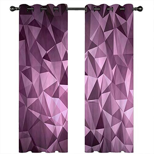 Homxi Gardinen Kinderzimmer Blickdicht 2er Set,2 x 132W x 274H cm,Blickdichte Gardinen Verdunkelungsvorhang Fuchsie Geometriemuster Vorhang Ösen