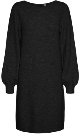 VERO MODA Boatneck Dress Vmlefile Balloon Ls Robe à col Bateau Noos, Noir, S Femmes