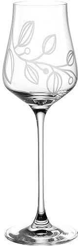 LEONARDO Boccio Verre à grappa en cristal pour grappa - Avec gravure florale - Contenance : 210 ml - Passe au lave-vaisselle - 1 verre à grappa avec forme bombée