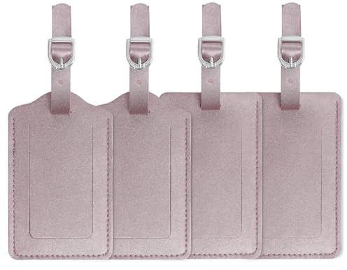 Vigorport Leather Luggage Tags 4 Pack Bag Suitcase Labels Rose Gold