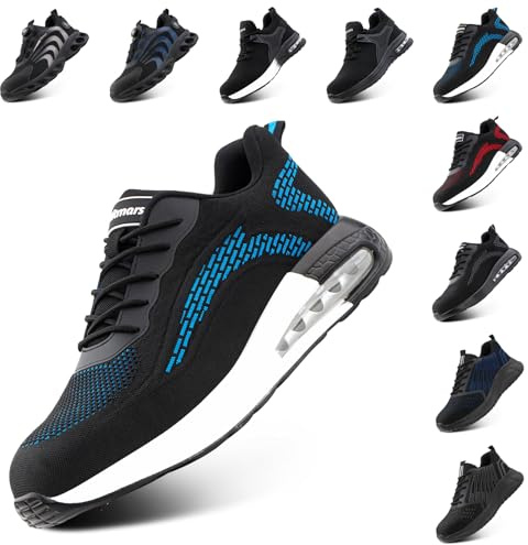 Hitmars Zapatos de Seguridad para Hombre Zapatillas de Seguridad Mujer Zapatos Trabajo s3 Calzado Seguridad Safety Shoes Calzado Trabajo Azul EU 43