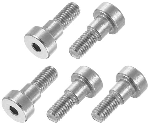 sourcing map 12Pcs 304 Stainless Steel Shoulder Bolt 6mm Shoulder Dia 5mm Shoulder Length M5 Thread Hex Socket Shoulder Bolts for Textile Hydraulic Injection Molding Machinery Industries