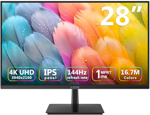4K Monitor, Z-Edge 28 inch IPS Monitor, UHD 3840x2160 IPS Computer Monitor, 300 cd/m², 120Hz Refresh Rate, 4ms Response Time, U28I4K Ultra-Thin Bezel