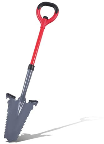 Hebitod Spaten mit Wurzelsäge, Wurzelspaten mit Breite Trittkante und ergonomischem Griff, 114cm Wurzelspaten schneidet Wurzeln effektiv, V-förmiger Wurzelspaten für effektives Bodeneinbringen