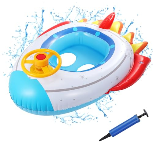 Anello di Nuoto a Forma di Razzo, Rocket Spazio Salvagente Neonato Galleggiante Gonfiabile del Bambino Dell'anello di Nuoto del Baby Float Salvagente con Seggiolino Volante Bambini Piscina Giocattolo
