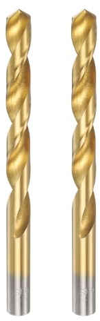 uxcell 2pcs Titanium Twist Drill Bit 13/32 Drilling Dia High Speed Steel Drills for Hardened Metal, Stainless Steel, Cast Iron, Wood, Plastic