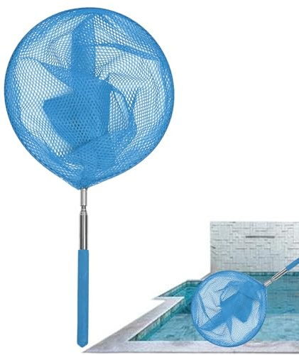 Recogehojas Piscinas, Skimmer De Hojas, Red De Limpieza De Piscina Malla Fina, Recogedor Hojas Piscina con Palos Telescópica para Spas, Estanques, Parque Acuatico, Limpiar Hojas Y Escombros