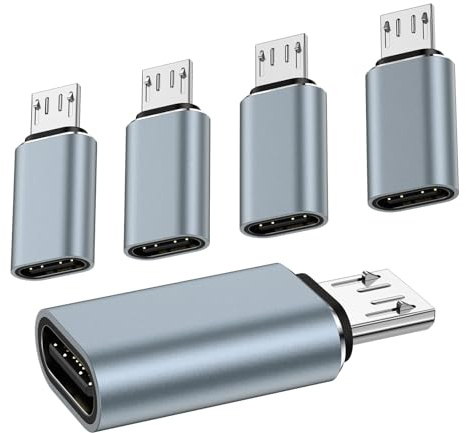 USB C to Micro USB Adapter, 5Pack USB Type C Female to Micro USB Male Convert Connector USB C to Micro B 2.0 Charge & Data Sync for Samsung Galaxy S7 Edge S7 S6 J7 Nexus 5 6 Note 5,Micro USB Devices