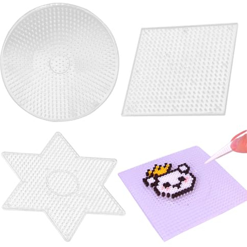 3 Stück Bügelperlen Platten Groß, Bügelperlen Vorlagen, Bügelperlen Steckplatte, Perlenplatte quadratisch, Bügelperlen Stiftplatten Set, Perlen Platte Quadrat, Bügelperlen Stiftplatte Transparent