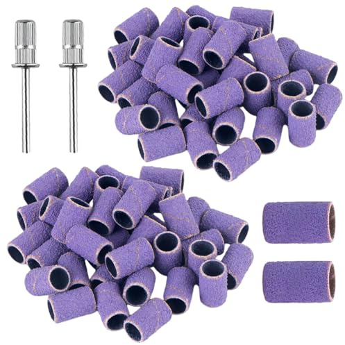 UIEXAY 100 Pezzi Cilindri Abrasivi Fresa Unghie, Bande Abrasive Fini e Grossolane per Fresa per Unghie 180/240, Punte a Mandrino per Fresa per Unghie, Set Cilindri Abrasivi per Manicure e Pedicure