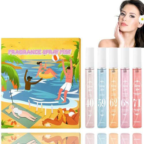 5Pcs Perfume Fragrance Mist,Long Lasting Perfume Spray,Hair and Body Perfu/me Spray Set,Fr/esh Fruity Spr/ay,Mini Perfu/me,Travel Size Perf/ume,Perf/ume Gift Set for Women,Enhanced Scents Hair Mist