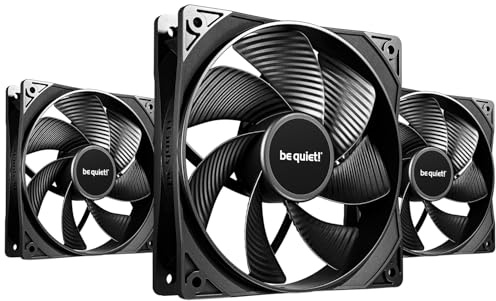 be quiet! Pure Wings 3 120 mm PWM Reverse, lot de 3 ventilateurs, pales inversées, vitesse maximale élevée, vitesse minimale faible, cadre optimisé, pales redessinées pression d'air extrêmement élevée