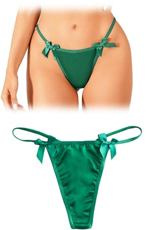 FULLJOYLOVE Women Sexy G-String Thongs Panties Bow T-back Tanga V-Waist Briefs Chain Low Rise Seamless Underwear