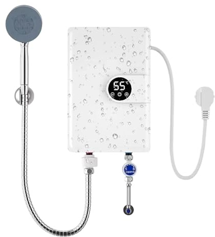 Scaldabagno senza serbatoio - Scaldabagno istantaneo senza serbatoio, Scaldabgno elettrico impermeabile con display a LED, Scldabagno elettrico per Cucina Bagno Piscina All'aperto Punto vasca