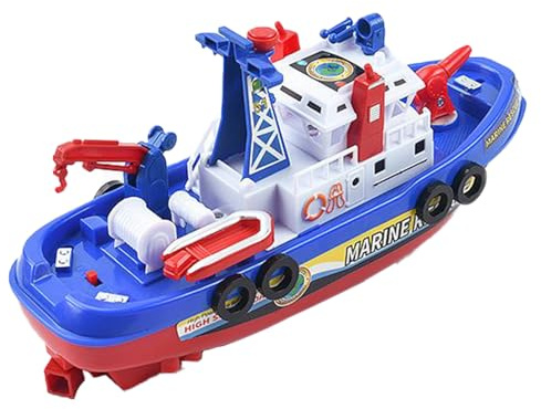 Boat Bath Toy Electric Fire Boat With Spray, Lights & Music, Fire Rescue Boats Toy, Exciting Battery-Powered Floating Toys, 23x11x8cm For Bathtub Pool Beach