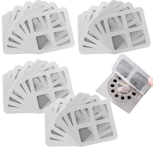 50 Pezzi 10 x 10 cm Protezione Scarico Pavimento,Filtro di Scarico a Pavimento Usa e Getta, Bianco Filtro Raccogli Capelli,Anti-Otturazione Filtro Lavandino,Per Cucina,Bagno