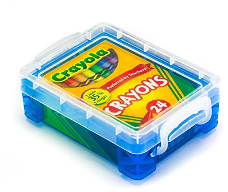 Crayola Crayons 24 Count with Blue Super Stacker Plastic Crayon Box (Bundle)
