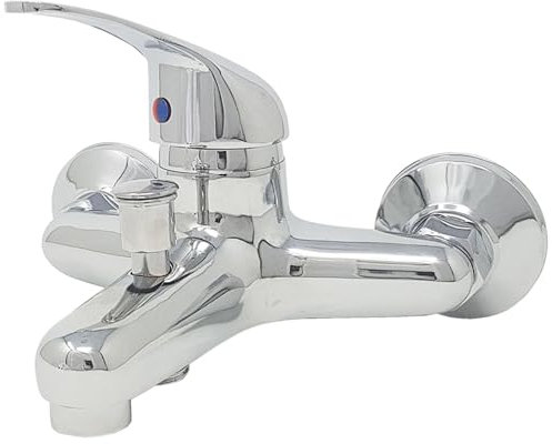 Miscelatore Vasca da Bagno Monocomando Esterno A Muro Rubinetto Doccia Finitura Grigio Silver 8402